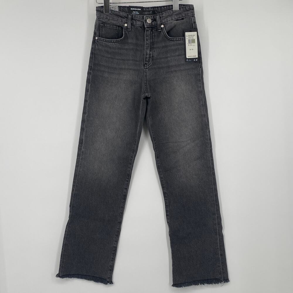 Mavi Jeans Barcelona High-Rise Loose Straight Raw Hem Grey Women's W26 L29 NWT